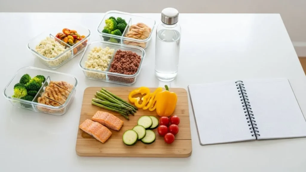 Keto meal prep and planning setup for staying consistent