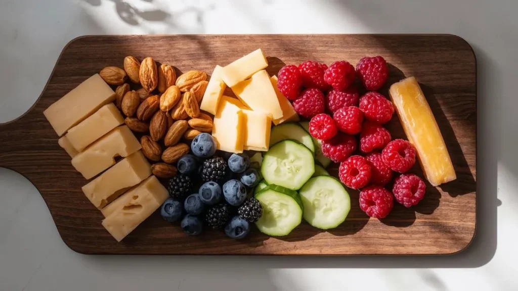 Keto 2.0 snack board with nuts and cheese