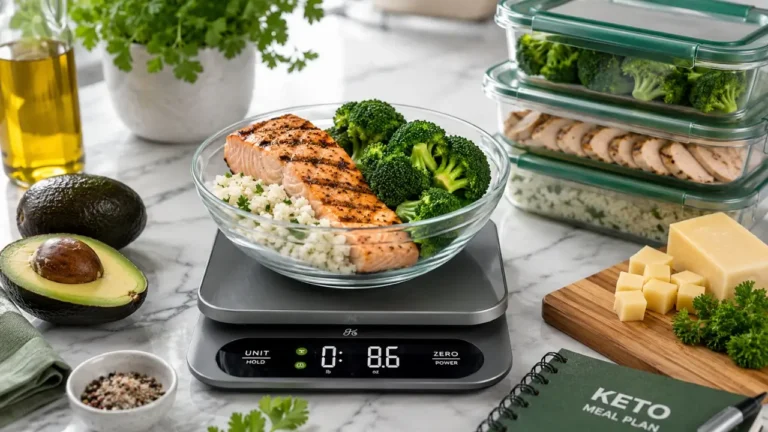 Greater Goods kitchen scale used for keto meal prep and portion control
