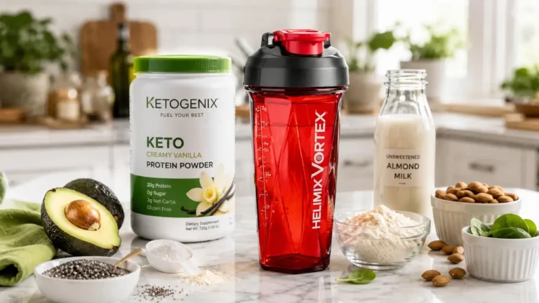 HELIMIX Vortex protein shaker bottle for keto smoothies and meal prep
